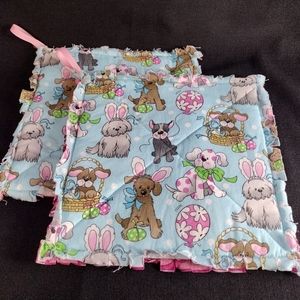 Handmade Raggy Easter Potholders set of 2